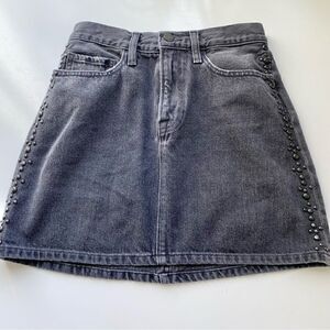 Frame Denim Studded Denim Skirt washed black gray Size 25